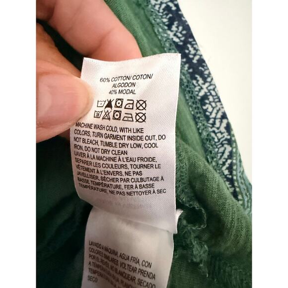 Lucky Brand Blue and Green cotton modal blend top V neck L EUC - Picture 5 of 5